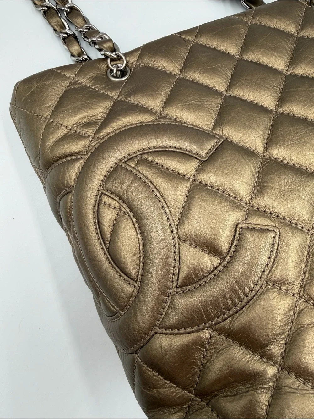 CHANEL vintage metallic cambon tote